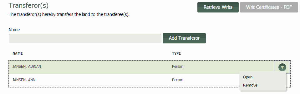 Transferor Branch
