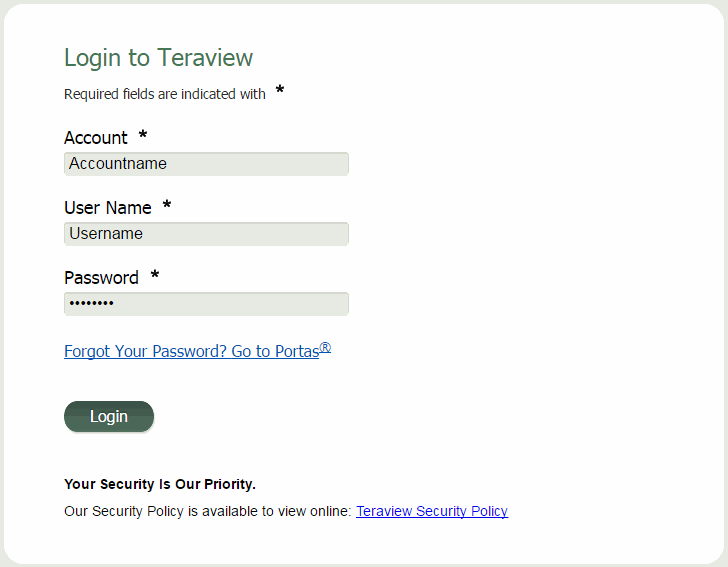 Completed Login Screen