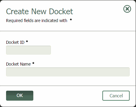 Create New Docket Window