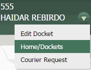 Docket ID and Green Arrow Menu