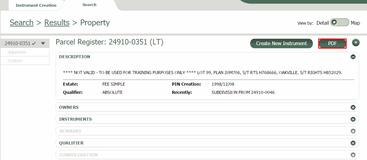 Parcel Register