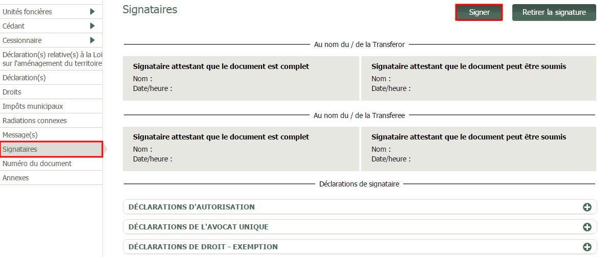 Branche Signataires