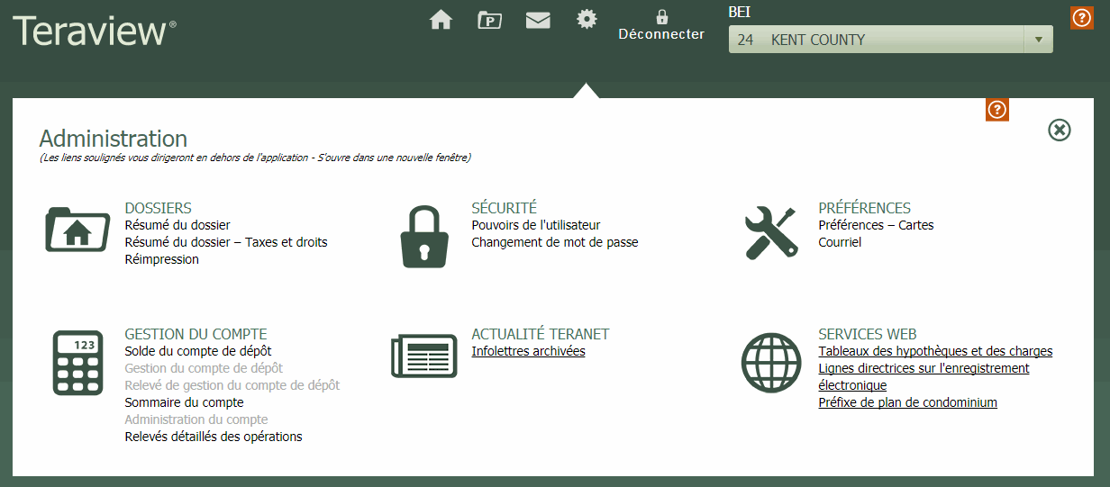 Panneau Administration