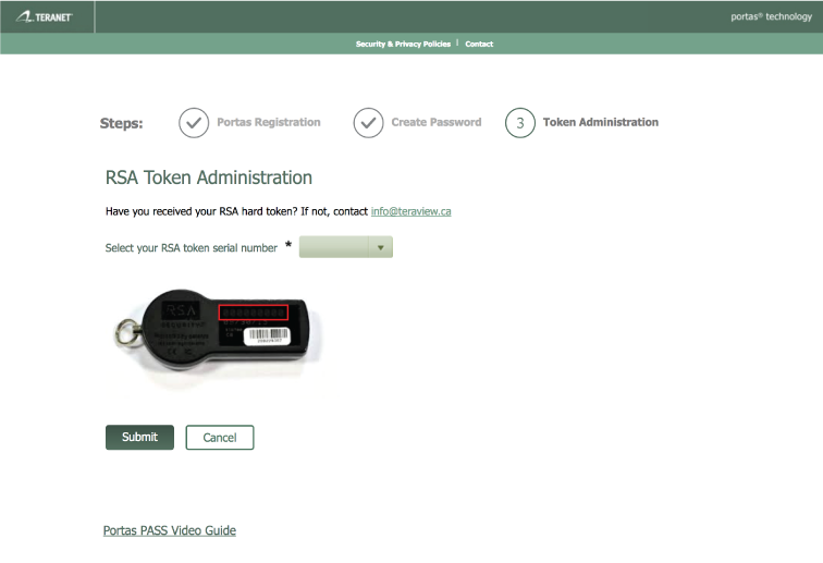 Register RSA Token Teraview