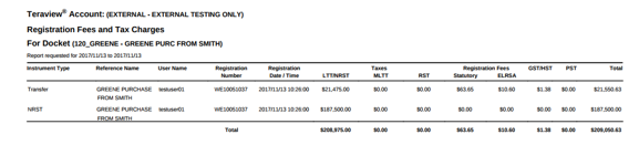 Registration Fees and Tax Changes