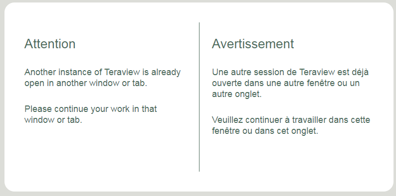 Erreur - multiples sessions Teraview en cours